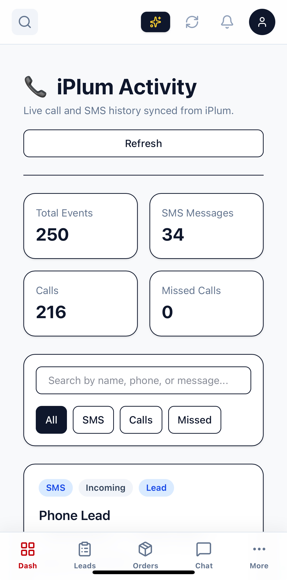 TradepilotUSA iPlum call tracking dashboard