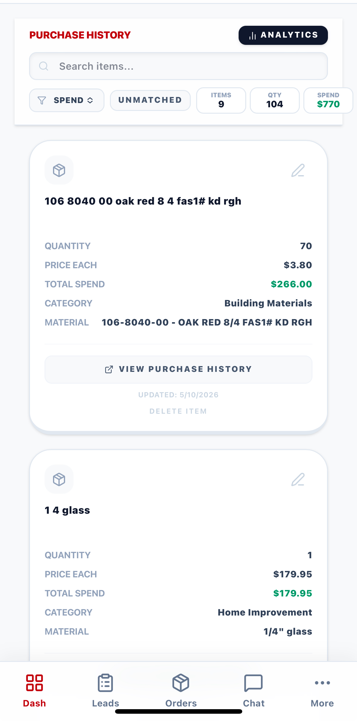 Purchase History