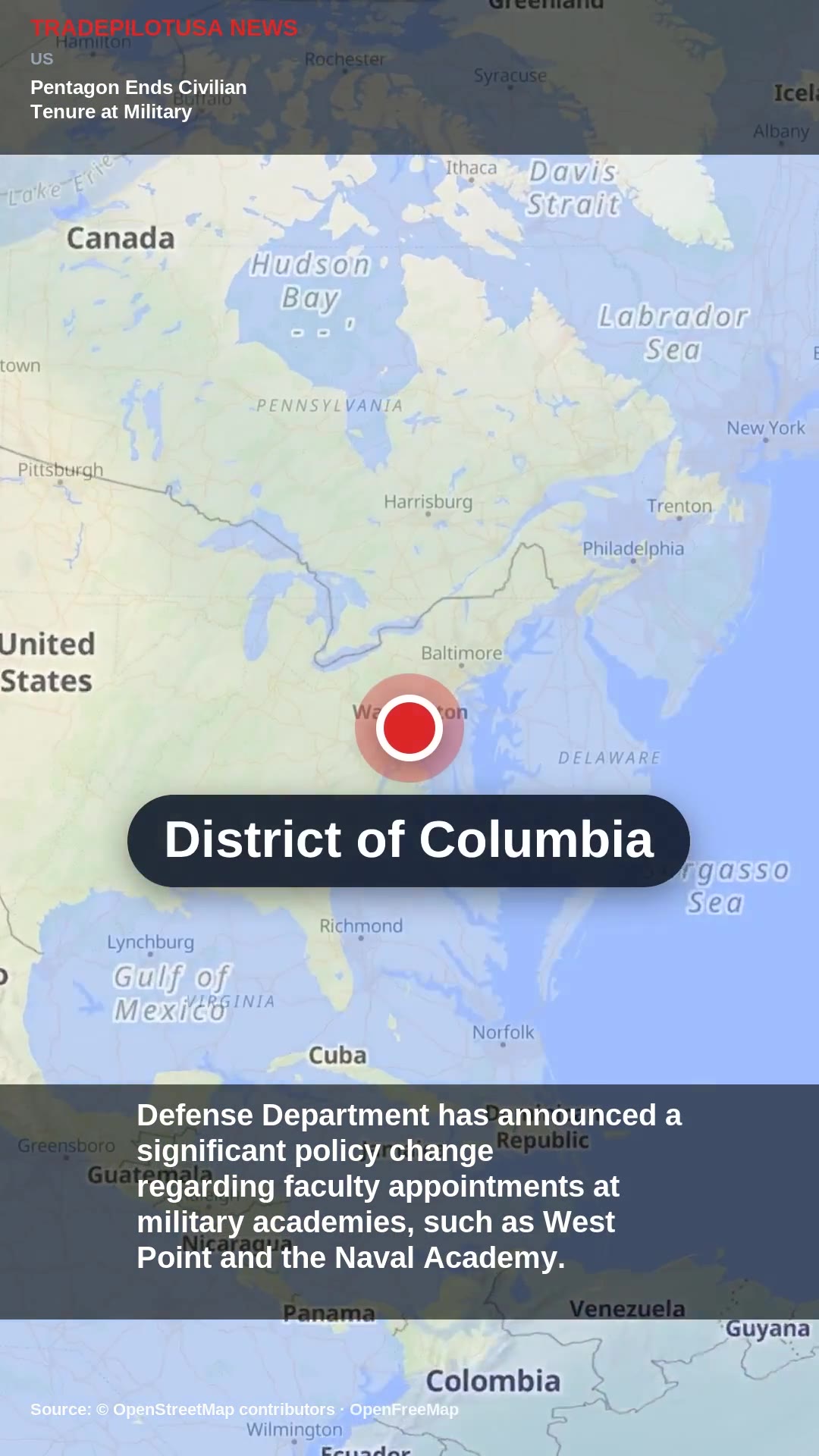 Pentagon Ends Civilian Tenure at Military Academies