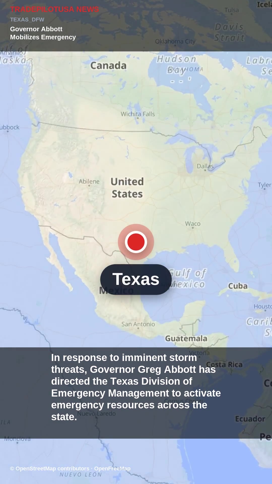Governor Abbott Mobilizes Emergency Resources Ahead of Texas Storms