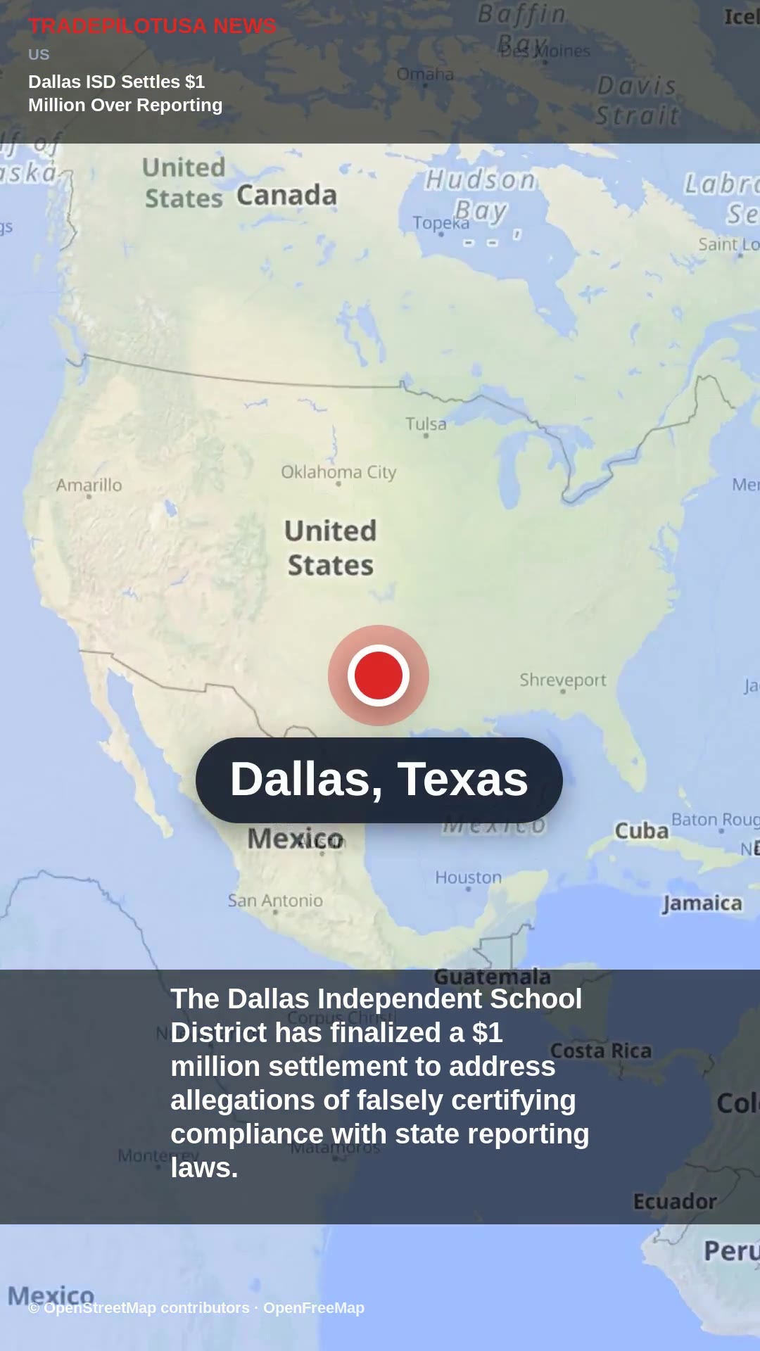 Dallas ISD Settles $1 Million Over Reporting Failures