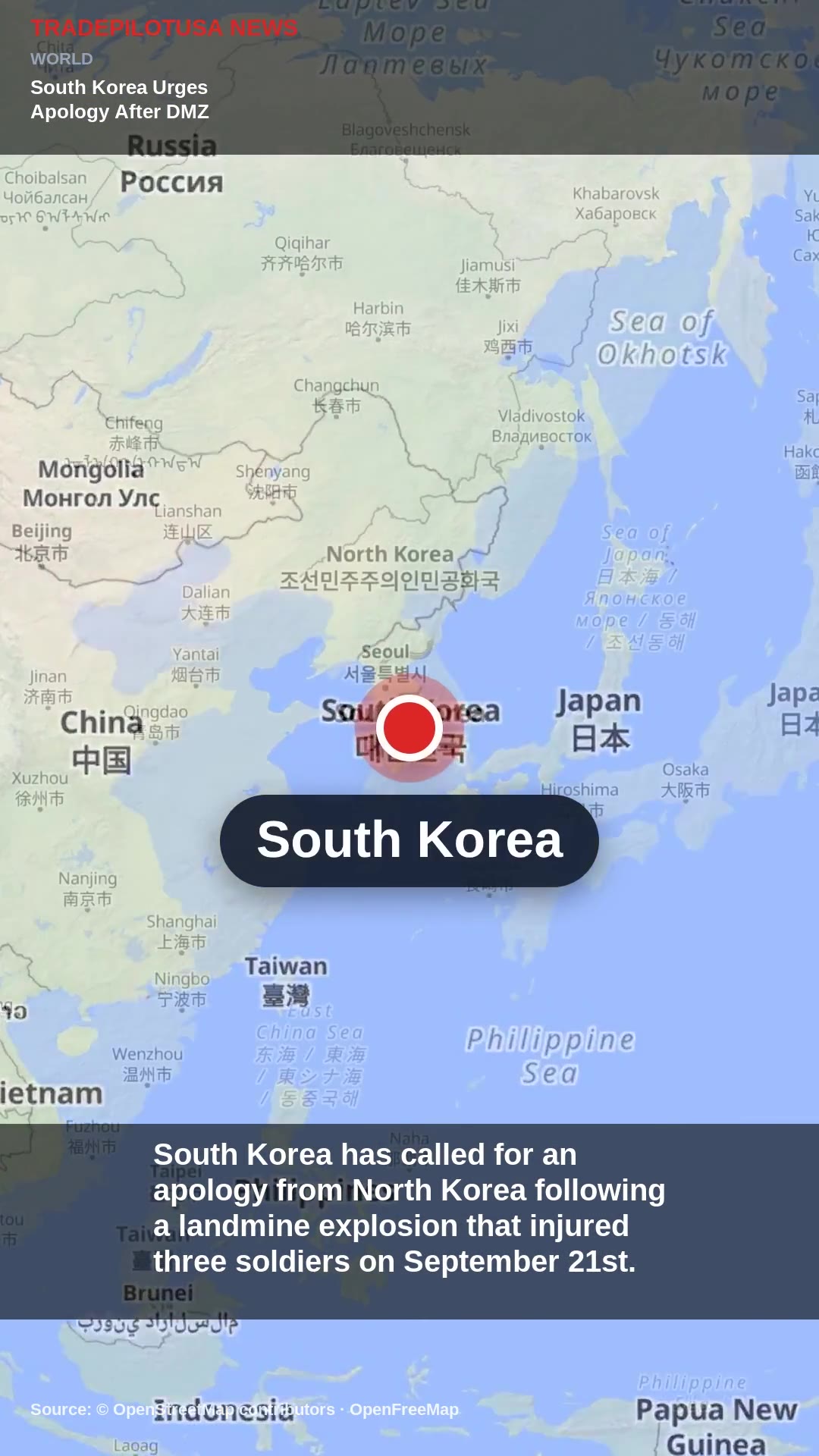 South Korea Urges Apology After DMZ Landmine Incident