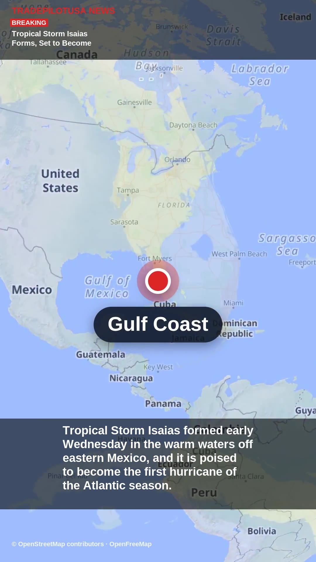 Tropical Storm Isaias Forms, Set to Become Atlantic Season's First Hurricane