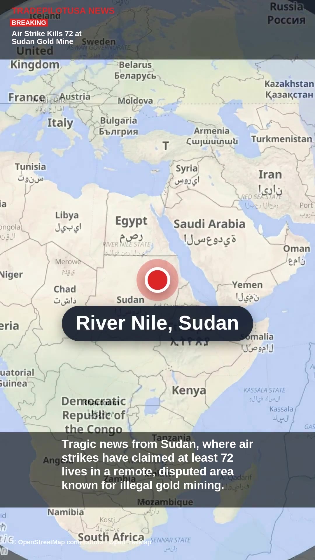 Air Strike Kills 72 at Sudan Gold Mine