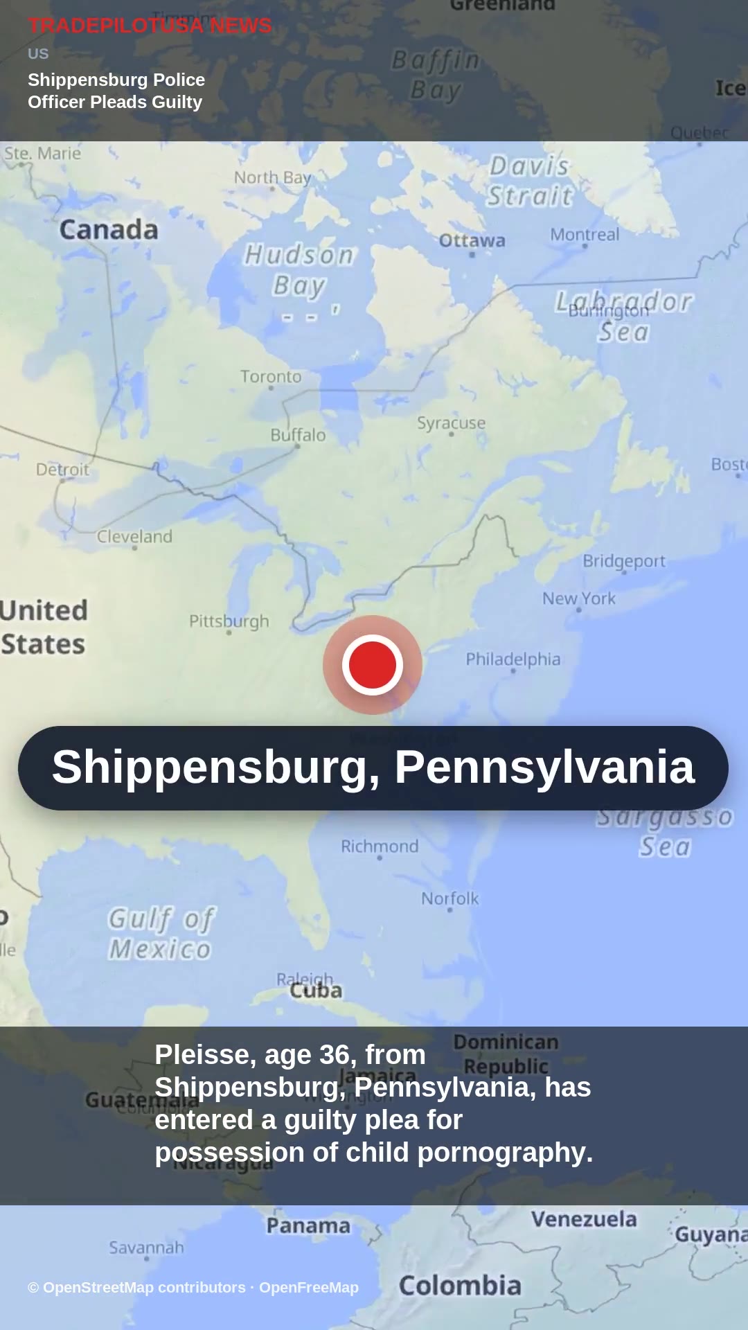 Shippensburg Police Officer Pleads Guilty to Child Pornography Charges