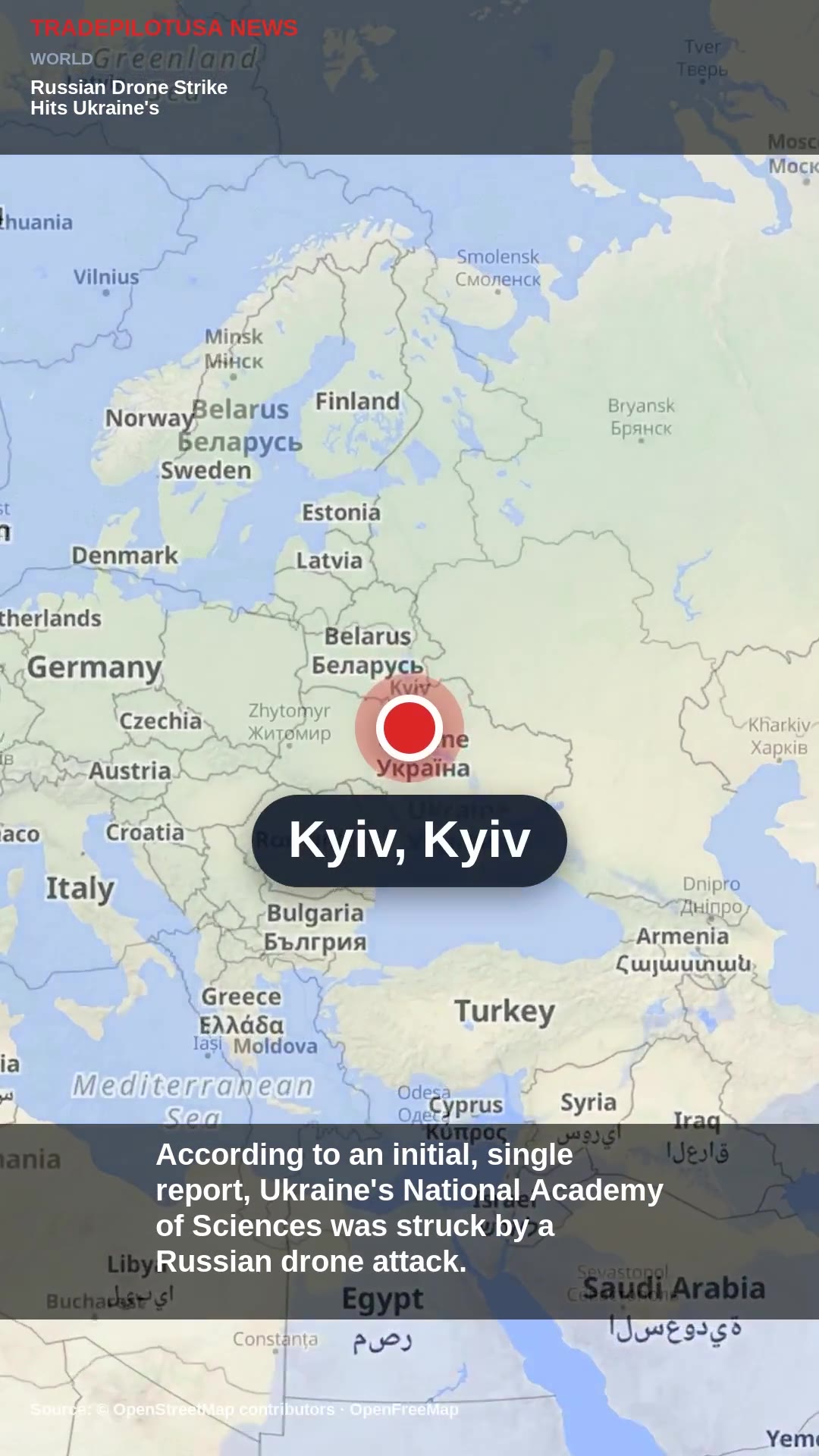 Russian Drone Strike Hits Ukraine's National Academy of Sciences